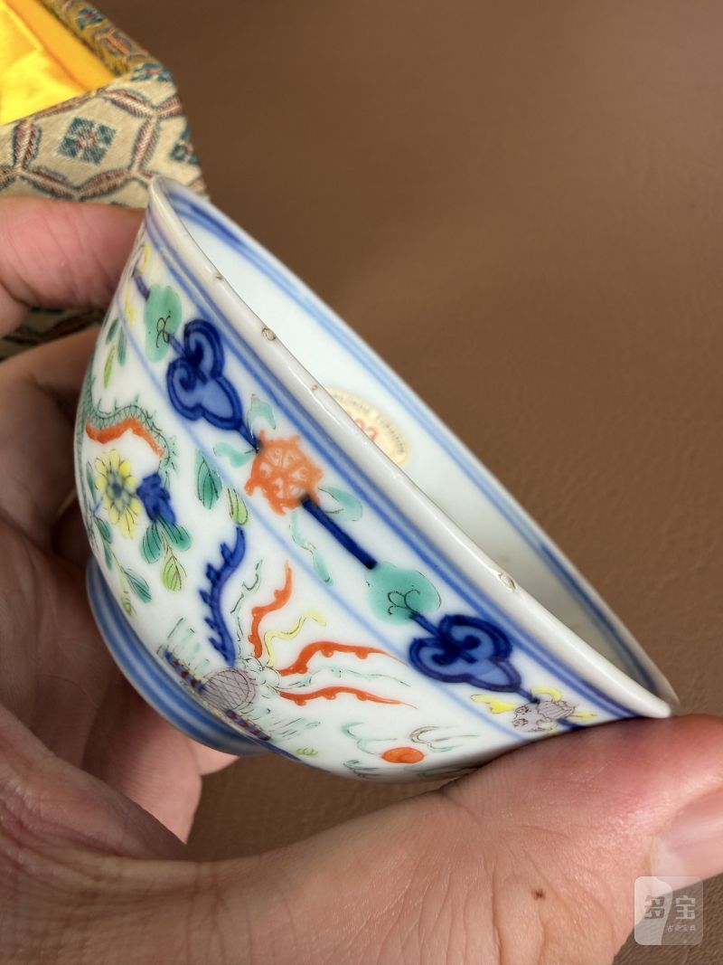 清光绪 青花五彩龙凤纹茶圆一对 - 图29